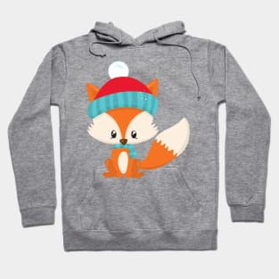 Winter Fox, Cute Fox, Fox With Hat, Fox With Scarf Hoodie